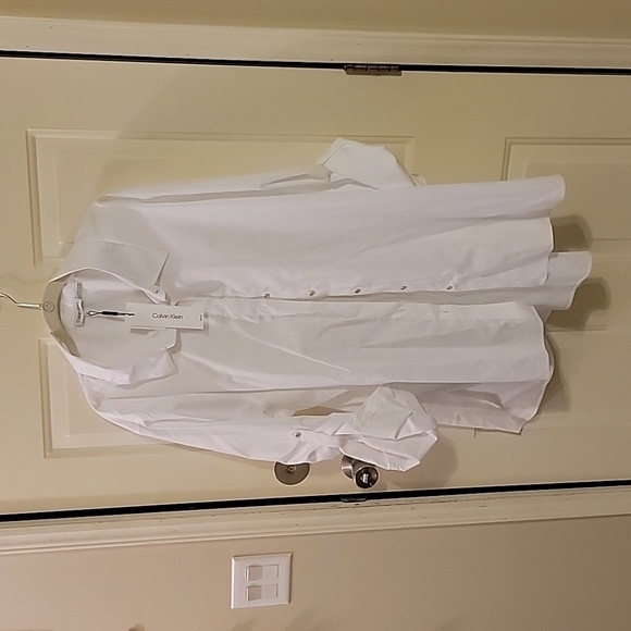 Calvin Klein Women's Solid Button Down Top White Size 3X